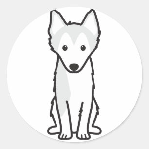 Alaskan Klee Kai Dog Cartoon Ronde Sticker