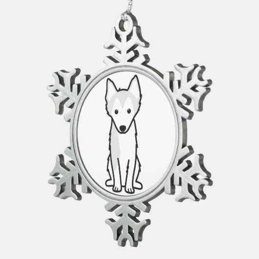 Alaskan Klee Kai Dog Cartoon Tin Sneeuwvlok Ornament (Rechts)