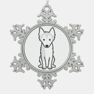 Alaskan Klee Kai Dog Cartoon Tin Sneeuwvlok Ornament