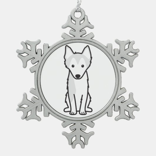 Alaskan Klee Kai Dog Cartoon Tin Sneeuwvlok Ornament (Voorkant)