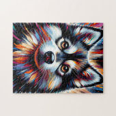 Alaskan Klee Kai Hond Acryl Print | Kleurrijk Legpuzzel (Horizontaal)