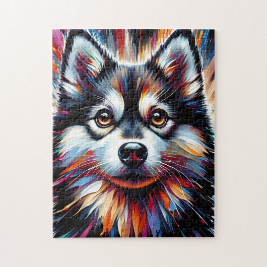 Alaskan Klee Kai-hond Acrylprint | Kleurrijk Legpuzzel (Verticaal)