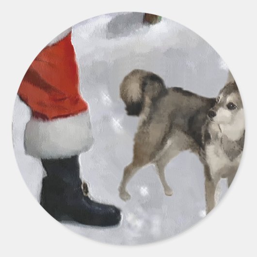 Alaskan Klee Kai kerstcadeaus Ronde Sticker (Voorkant)