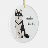 Alaskan Klee Kai Kerstversiering. Klee Kai Snow Keramisch Ornament (Rechts)
