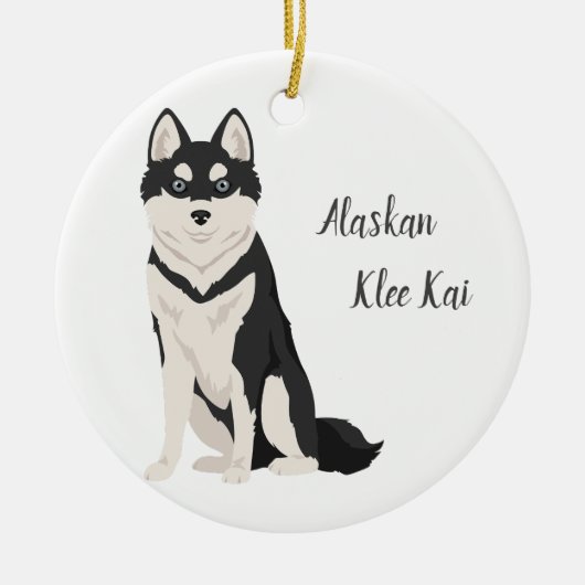 Alaskan Klee Kai Kerstversiering. Klee Kai Snow Keramisch Ornament (Voorkant)