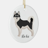 Alaskan Klee Kai Kerstversiering. Klee Kai Snow Keramisch Ornament (Rechts)