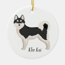 Alaskan Klee Kai Kerstversiering. Klee Kai Snow Keramisch Ornament
