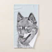 Alaskan Klee Kai Painting - Cute Original Dog Art Bad Handdoek (Handdoek)