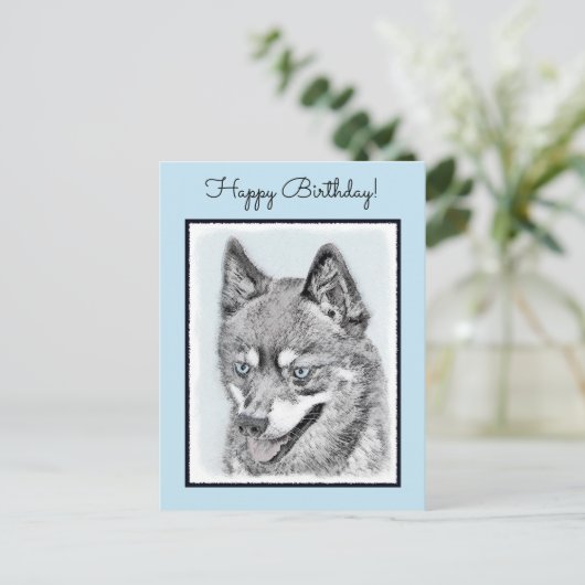 Alaskan Klee Kai Painting - Cute Original Dog Art Briefkaart (Staand voorkant)