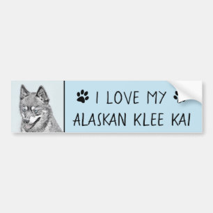 Alaskan Klee Kai Painting - Cute Original Dog Art Bumpersticker