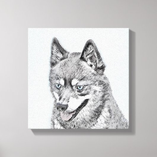 Alaskan Klee Kai Painting - Cute Original Dog Art Canvas Afdruk (Voorkant)