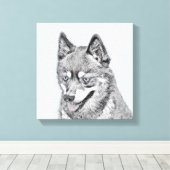 Alaskan Klee Kai Painting - Cute Original Dog Art Canvas Afdruk (Insitu (Houten vloer))
