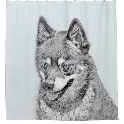 Alaskan Klee Kai Painting - Cute Original Dog Art Douchegordijn (Voorkant)