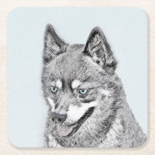 Alaskan Klee Kai Painting - Cute Original Dog Art Kartonnen Onderzetters