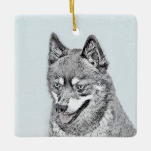 Alaskan Klee Kai Painting - Cute Original Dog Art Keramisch Ornament