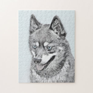Alaskan Klee Kai Painting - Cute Original Dog Art Legpuzzel