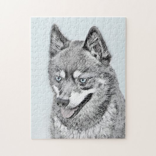 Alaskan Klee Kai Painting - Cute Original Dog Art Legpuzzel (Verticaal)