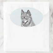 Alaskan Klee Kai Painting - Cute Original Dog Art Ovale Sticker (Tas)