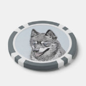 Alaskan Klee Kai Painting - Cute Original Dog Art Poker Chips (Enkel)