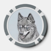 Alaskan Klee Kai Painting - Cute Original Dog Art Poker Chips (Achterkant)