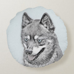 Alaskan Klee Kai Painting - Cute Original Dog Art Rond Kussen