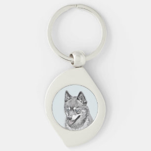 Alaskan Klee Kai Painting - Cute Original Dog Art Sleutelhanger