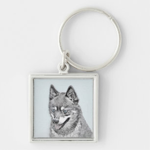 Alaskan Klee Kai Painting - Cute Original Dog Art Sleutelhanger