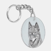 Alaskan Klee Kai Painting - Cute Original Dog Art Sleutelhanger (Voorkant Links)