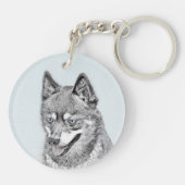 Alaskan Klee Kai Painting - Cute Original Dog Art Sleutelhanger (Achterkant)