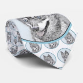 Alaskan Klee Kai Painting - Cute Original Dog Art Stropdas (Opgerold)