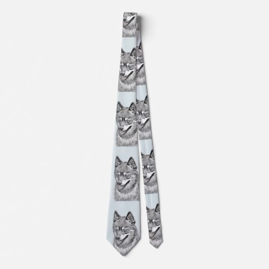 Alaskan Klee Kai Painting - Cute Original Dog Art Stropdas (Voorkant)