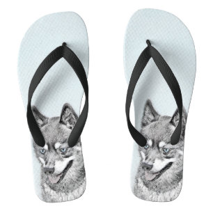 Alaskan Klee Kai Painting - Cute Original Dog Art Teenslippers