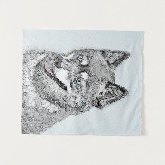 Alaskan Klee Kai Painting - Cute Original Dog Art Wandkleed (Voorkant (horizontaal))