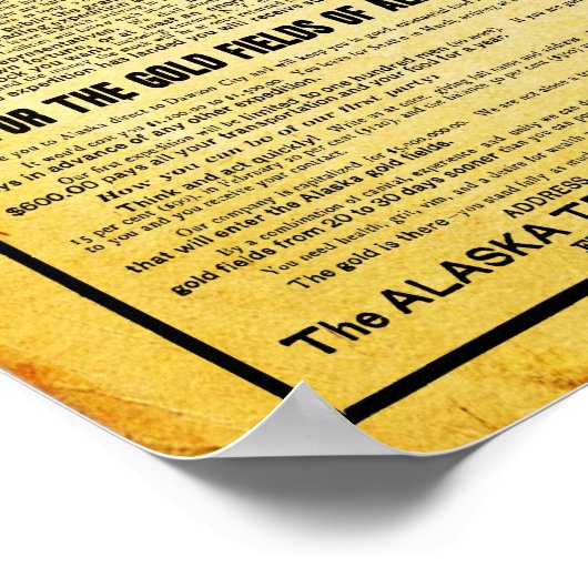 Alaskan Klondike Gold Rush Travel Poster (Hoek)