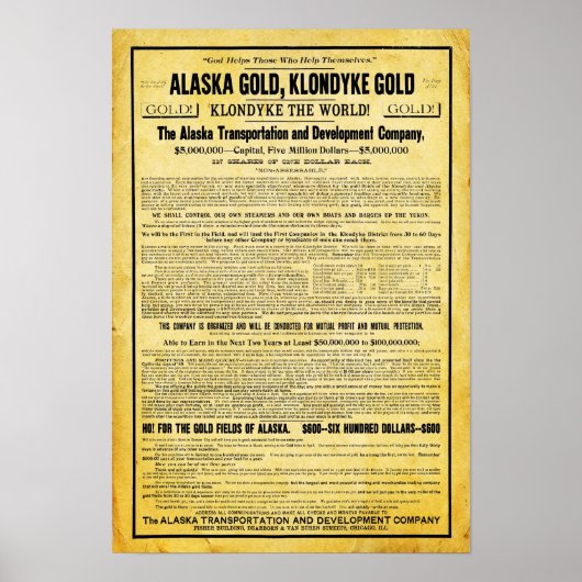  Alaskan Klondike Gold Rush Travel Poster (Voorkant)
