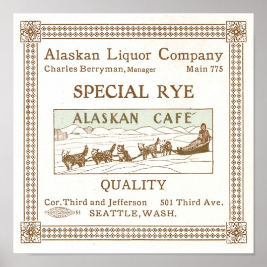 Alaskan Liquor Company Advertentie Circa 1912 Poster (Voorkant)