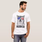 Alaskan Malamute 4e juli Merica - Amerikaanse vlag T-shirt (Voorkant volledig)