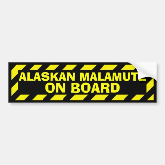 Alaskan Malamute aan boord van een gele sticker vo (Voorkant)