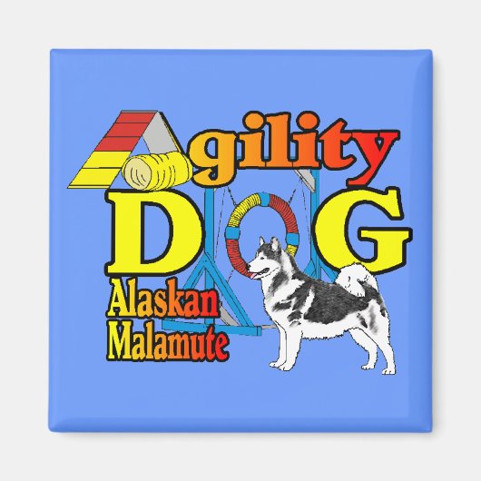 Alaskan Malamute Agility Gifts Magneet (Voorkant)