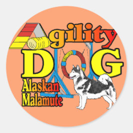 Alaskan Malamute Agility Gifts Ronde Sticker