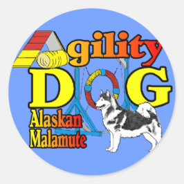 Alaskan Malamute Agility Gifts Ronde Sticker