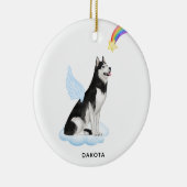 Alaskan Malamute Angel Persoonlijke hond Memorial Keramisch Ornament (Rechts)