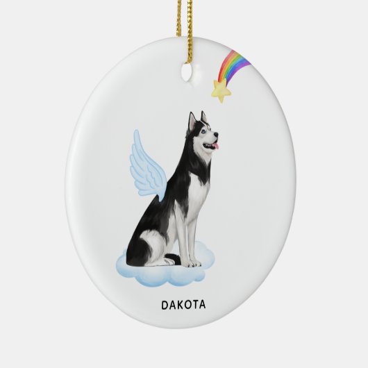 Alaskan Malamute Angel Persoonlijke hond Memorial Keramisch Ornament (Rechts)