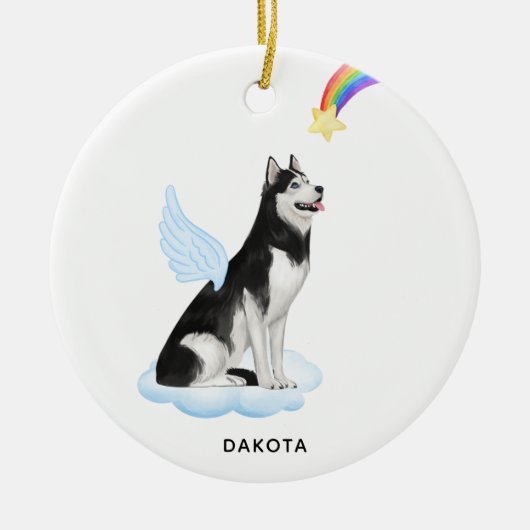 Alaskan Malamute Angel Persoonlijke hond Memorial Keramisch Ornament (Voorkant)