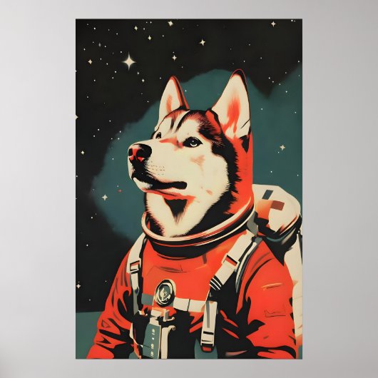Alaskan Malamute Astronaut Poster, Alaskan Poster (Voorkant)