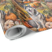 Alaskan Malamute Autumn Harvest Thanksgiving Dog Cadeaupapier (Rol Hoek)