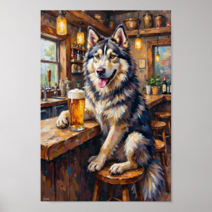 Alaskan Malamute Bar Kunst, Grappige Drinkende Hon Poster