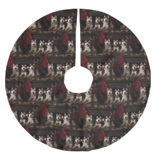 Alaskan Malamute bij de Haard Kerstmis Kerstboom Rok