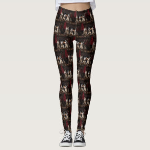 Alaskan Malamute bij de open haard Kerstmis Leggings
