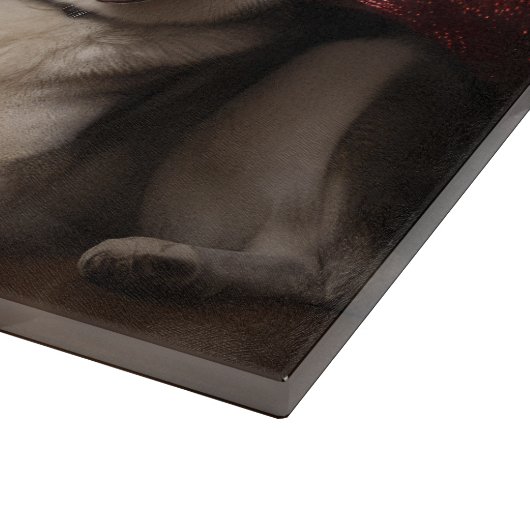 Alaskan Malamute bij de open haard Kerstmis Snijplank (Hoek)